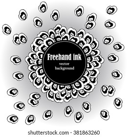 Freehand ink vector background with abstract petals. Illustration created from abstract petals. Geometric doodles. Decorative frame.