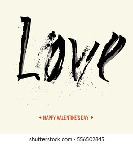 Freehand letters "love"�, Valentine's Day card, vector illustration