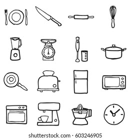 Freehand line icons for business, banking, contact, social media, technology, logistic, education, sport, medicine, travel, weather, construction, arrow.
