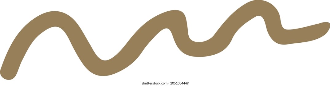 Freehand line. Rounded underline. Handwritten wave. Organic rounded brown ribbon. Abstract figure for creating modern textures, backgrounds, wallpapers, backdrops. Geometric clipart. Flat illustration