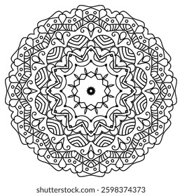 Freehand Mandala with Delicate Patterns for Stress Relief
