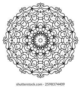 Freehand Mandala with Delicate Patterns for Stress Relief