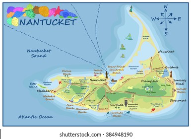Freehand map of Nantucket with touristic area. svg