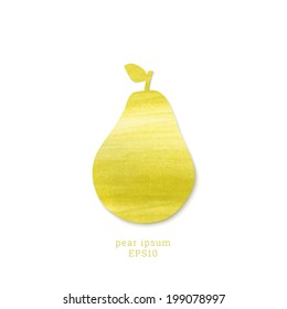 Freehand painted cut-out paper pear illustration for cover design, food advertisement, banner