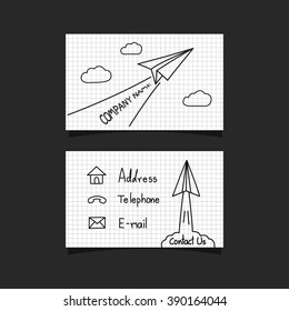 freehand paper plane business card