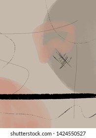 freehand pastel textures, abstract creative composition with ink elements, shapes. Pastel colorful elements. Decoration design for poster, wall art, flyers, wallpaper. 