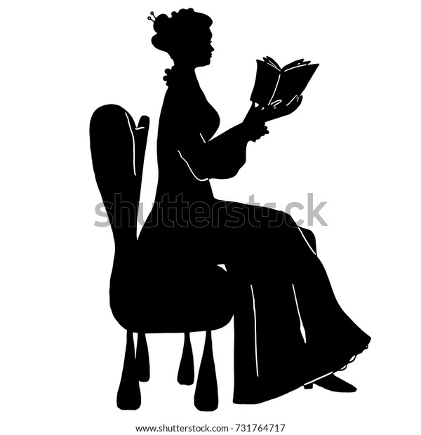 Freehand Reading Woman Silhouette Vintage Sitting The Arts