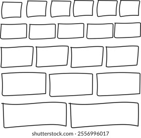 Freehand rectangles and squares in various sizes with playful hand drawn scribble style