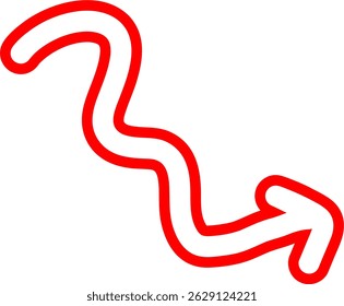 Freehand Red Arrow With Outline Effect