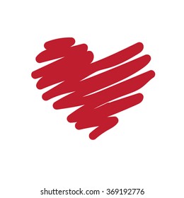 freehand red heart drawing-vector