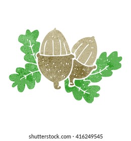 freehand retro cartoon acorns
