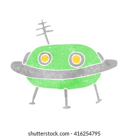 freehand retro cartoon alien spaceship