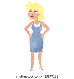 freehand retro cartoon annoyed woman