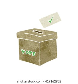 freehand retro cartoon ballot box