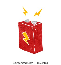 freehand retro cartoon battery