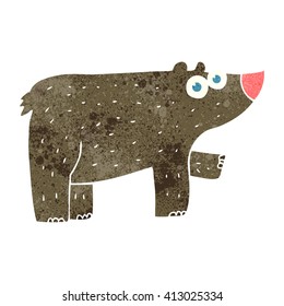 freehand retro cartoon bear