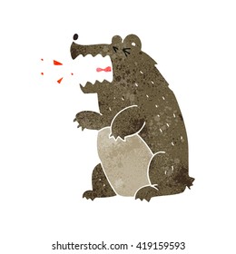 freehand retro cartoon bear