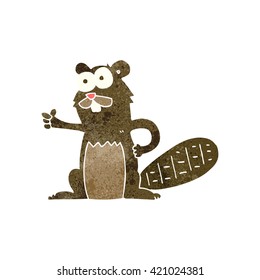 freehand retro cartoon beaver