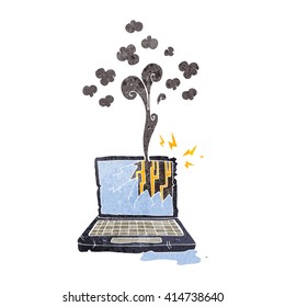 computadora rota con dibujos animados a mano libre