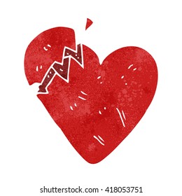 freehand retro cartoon broken heart