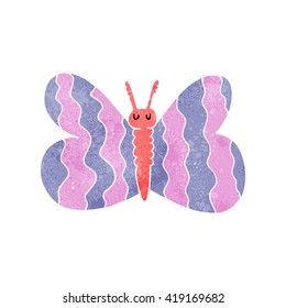 freehand retro cartoon butterfly