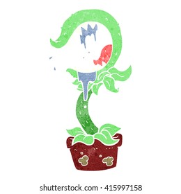 freehand retro cartoon carnivorous plant