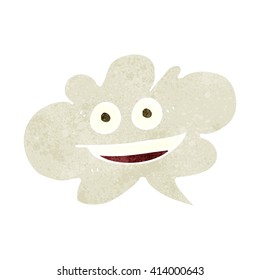 burbuja de discurso en la nube de dibujos retro a mano libre con cara