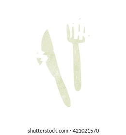 freehand retro cartoon cracked plastic cutlery