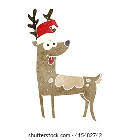 freehand retro cartoon crazy reindeer
