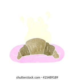 freehand retro cartoon croissant