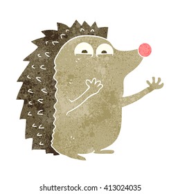 freehand retro cartoon cute hedgehog