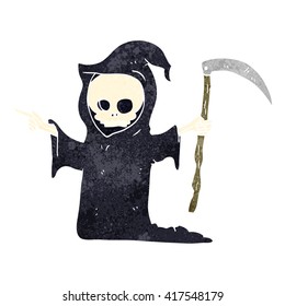 freehand retro cartoon death with scythe