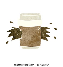 freehand retro cartoon exploding coffee cup