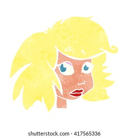 freehand retro cartoon female face