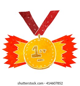 freehand retro cartoon first place medal