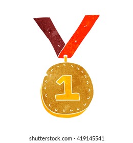 freehand retro cartoon first place medal