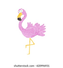 freehand retro cartoon flamingo