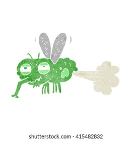 freehand retro cartoon gross farting fly