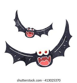 freehand retro cartoon halloween bats