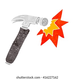 freehand retro cartoon hammer