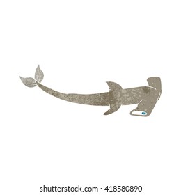 freehand retro cartoon hammerhead shark