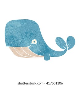freehand retro cartoon happy whale