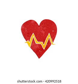 freehand retro cartoon heart rate pulse symbol