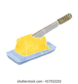 freehand retro cartoon knife in butter