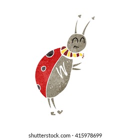 freehand retro cartoon ladybug