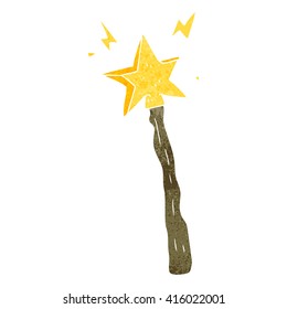 freehand retro cartoon magic wand