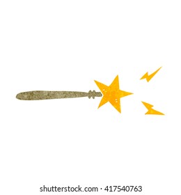 freehand retro cartoon magic wand