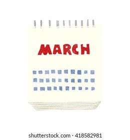 freehand retro cartoon march calendar