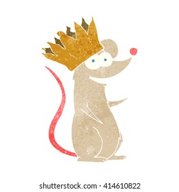 freehand retro cartoon mouse wearing crown