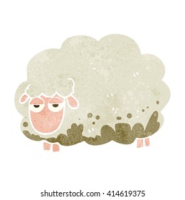 freehand retro cartoon muddy winter sheep